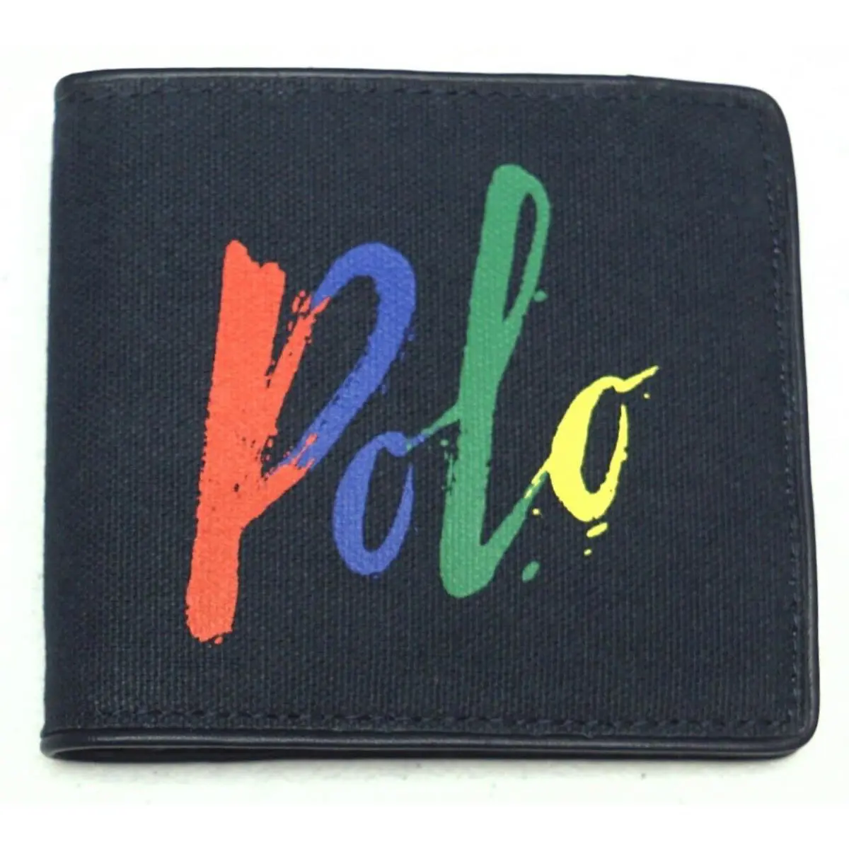 Polo Ralph Lauren Men`s Wallet Logo Leather-trim Navy Canvas Billfold
