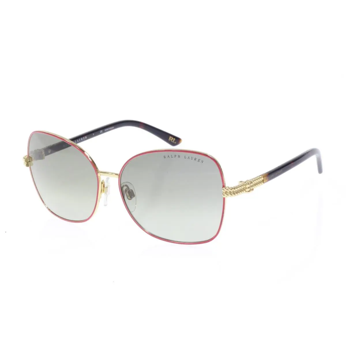Ralph Lauren Womens Butterfly Sunglasses OS Red Gold Tortoise Metal Plastic 2 To