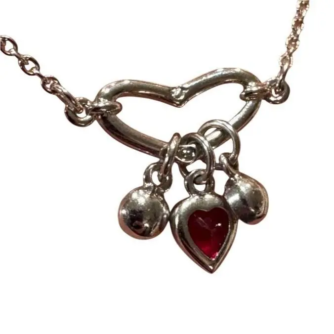 Swarovski Silver Red Heart Bracelet Chain Charm Adjustable 7.5 Swan Vintage