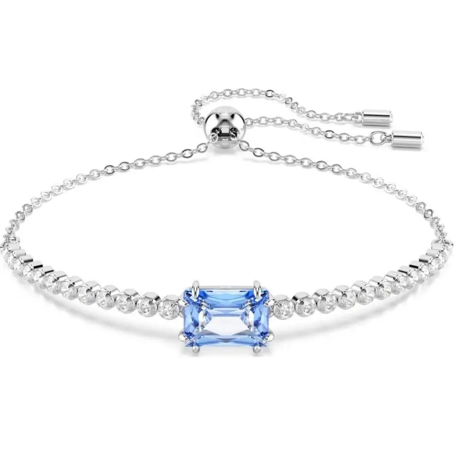 Swarovski Matrix Tennis Bracelet Mixed Cuts Blue Rhodium Plated- 5693412