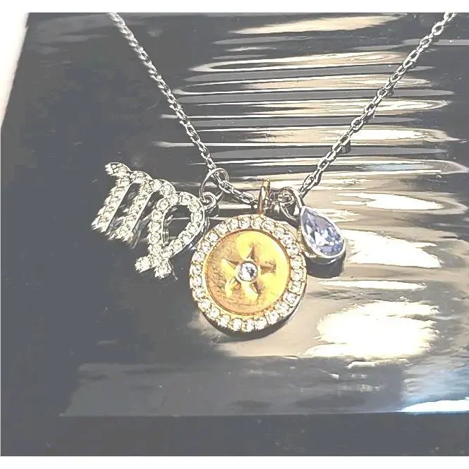 Swarovski Zodiac Pendant Virgo Horoscope Pear-shaped Crystal Necklace