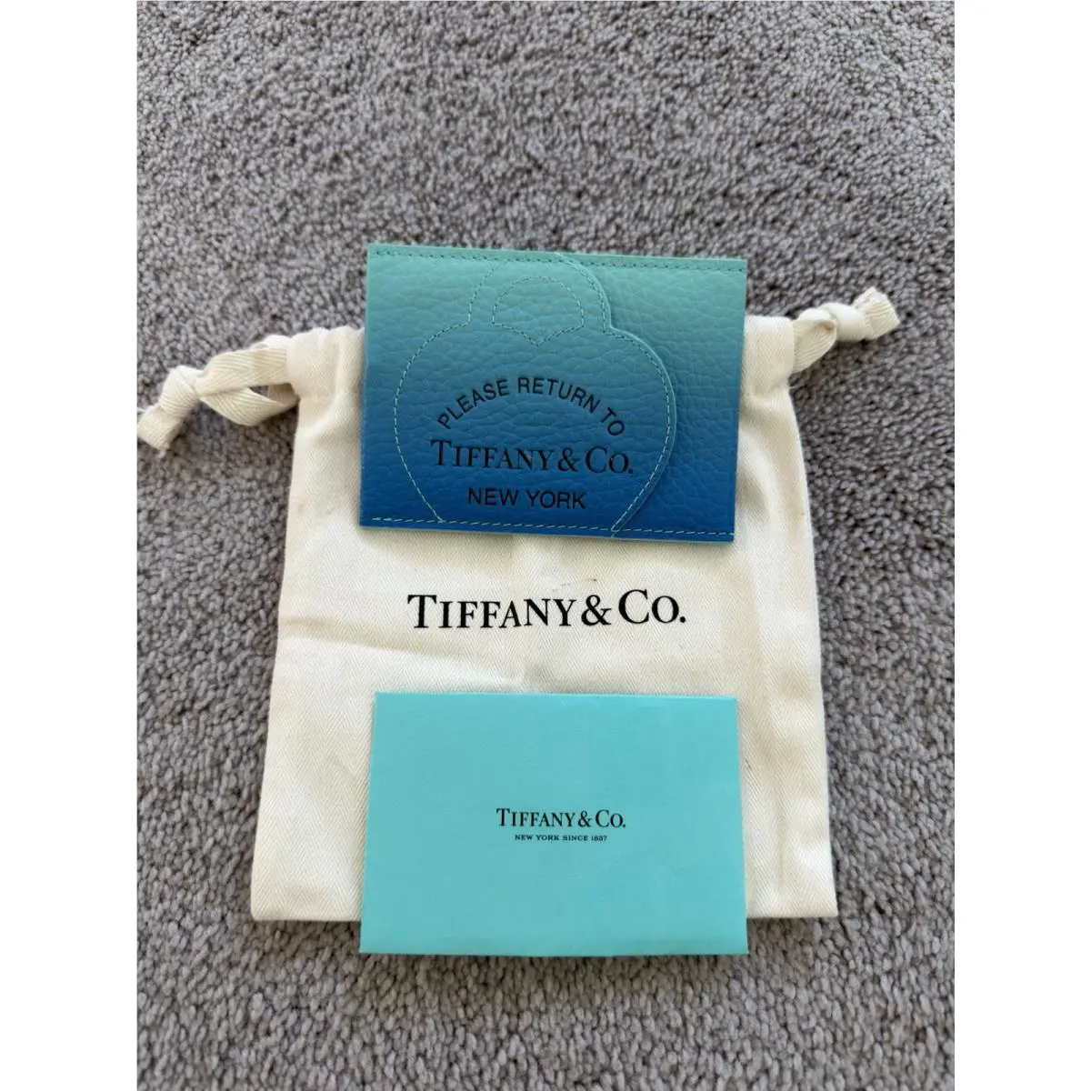 Tiffany Co. Return to Card Case Holder Wallet Blue Ombrè Leather