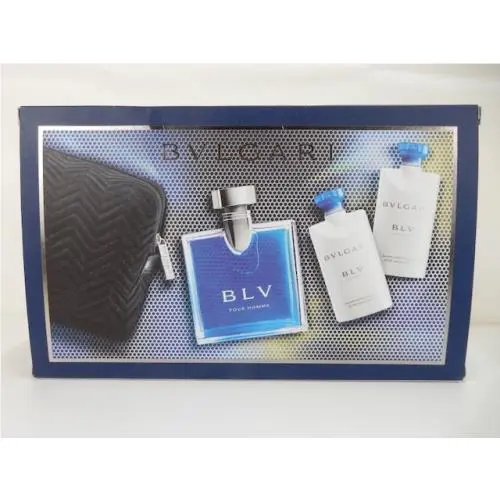 Blv BY Bvlgari 4PC Set 3.4 OZ Edt + 2 X 2.5 OZ After Shave Balm + Bag