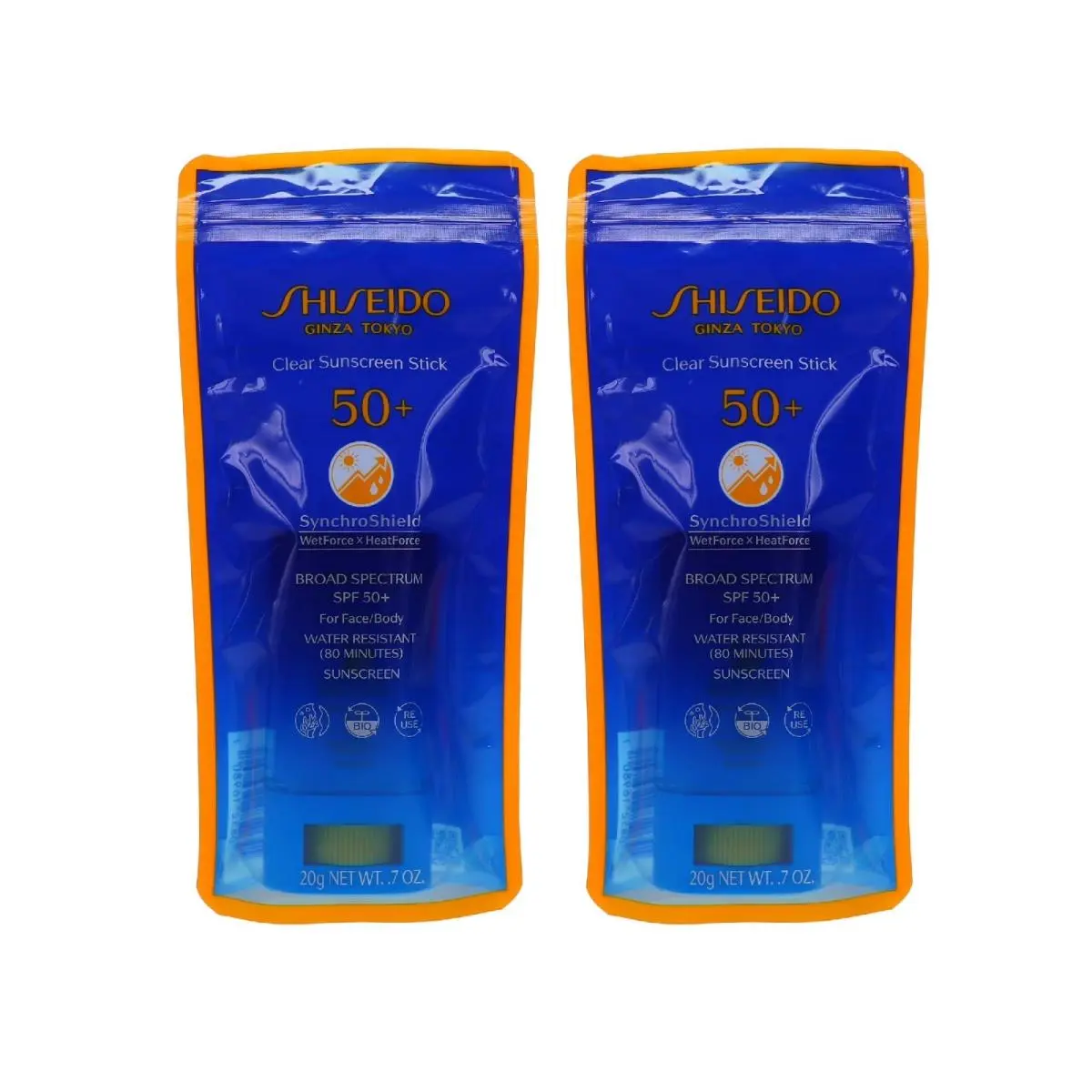 Shiseido Clear Sunscreen Stick Spf 50 Full Size 20 g/0.7 oz x 2 Pcs IN Bag