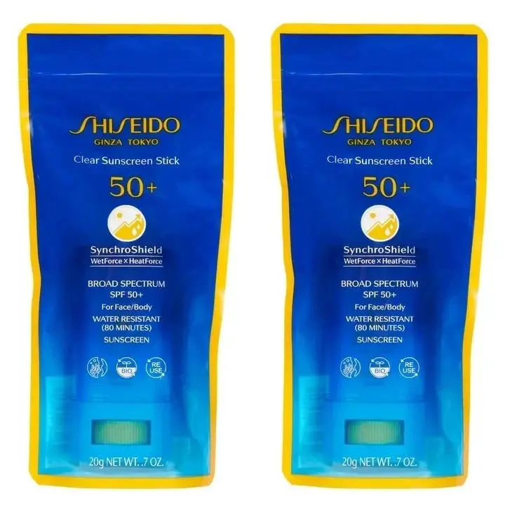 Shiseido Clear UV Stick Spf 50+ For Face Wet Force x2PCS in Retail Bag