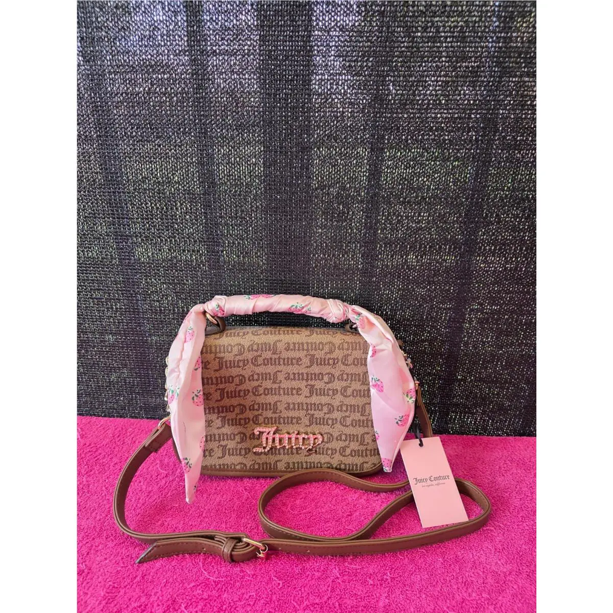 Juicy Couture Women`s Brown Tote Crossbody W/ Scarf Adjustable Shoulder Strap