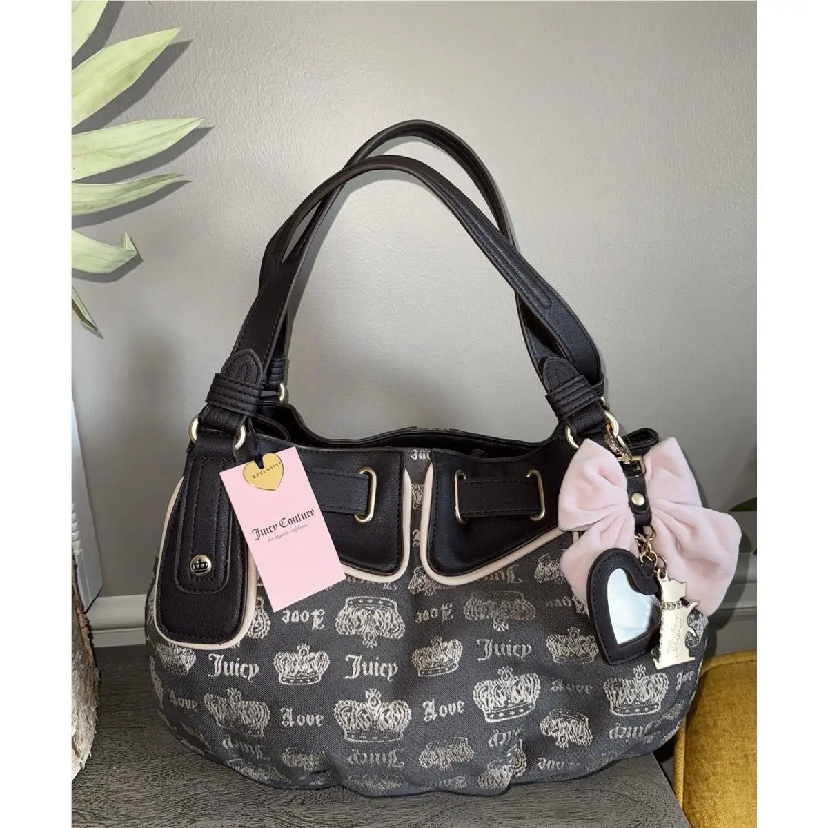 Juicy Couture Fan Club Satchel Handbag Chocolate Sandstone Viral