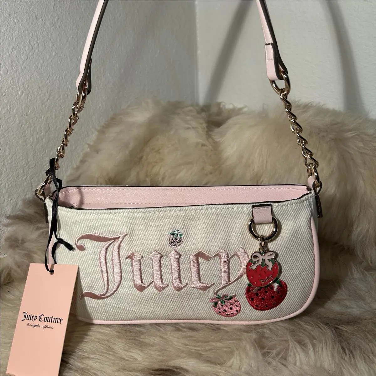 Juicy Couture Berry Sweet Shoulder Bag - Natural 17- Strawberries