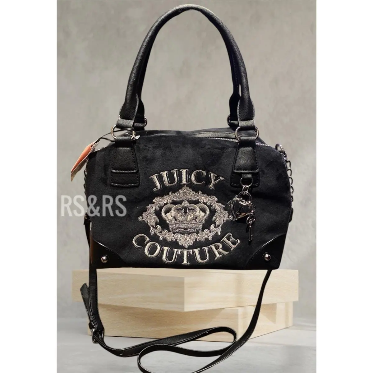 Juicy Couture Falling For Juicy Satchel Crossbody Bag Black Liquorice