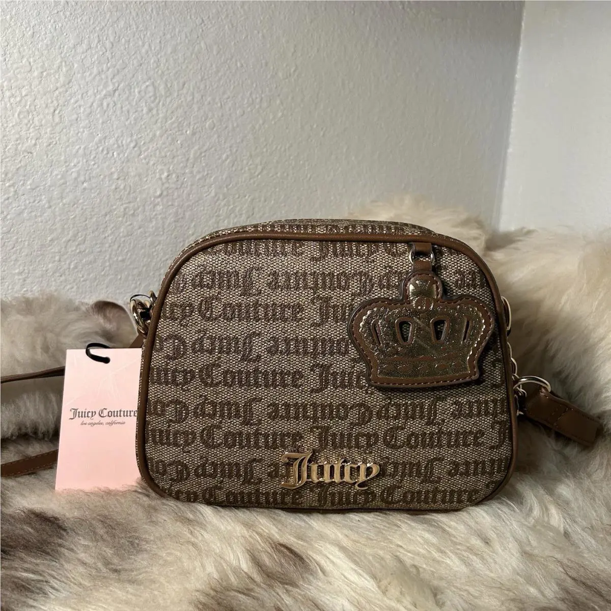 Juicy Couture Fresh Take Camera Crossbody - Chestnut Chino - Crown Bag Charm