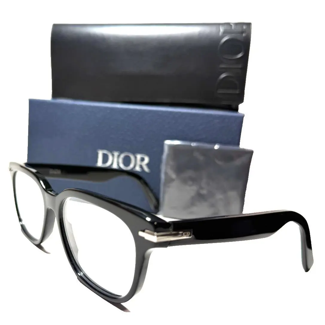 Christian Dior Diorblacksuito S11I 1000 Shiny Black Eyeglasses 54-16 - Frame: POLISHED BLACK WITH SILVER ACENTS