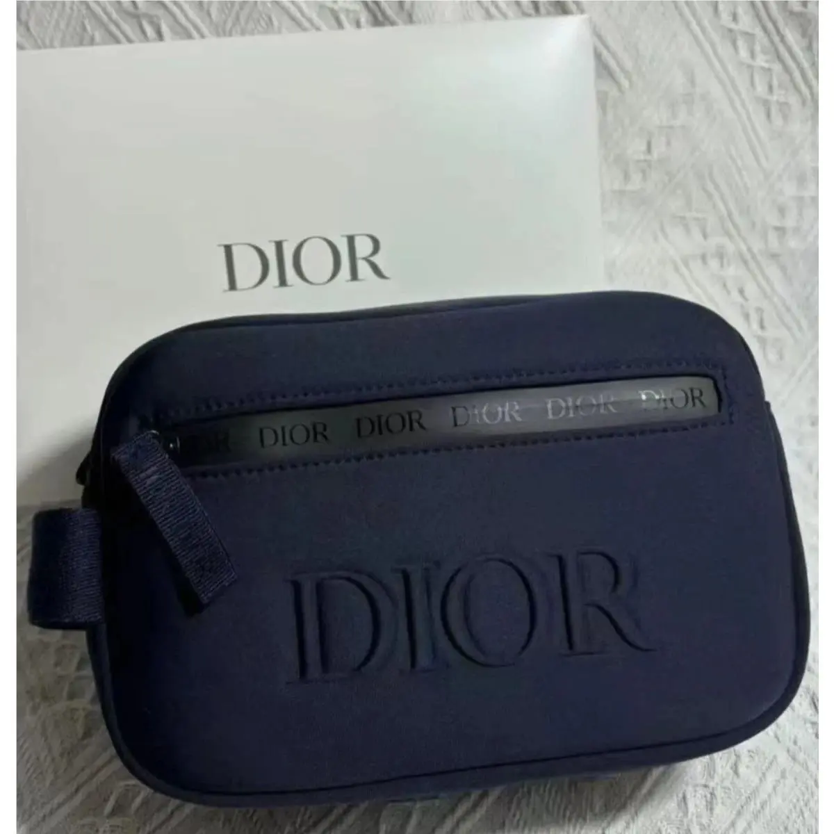 Dior Dark Blue Dopp Bag Navy Toiletry Travel Case Pouch