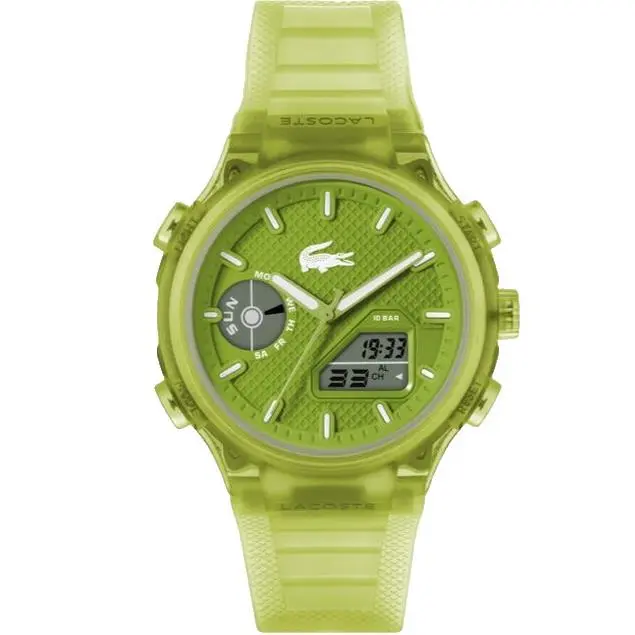 Lacoste LC33 2011432 Analog Digital Green Dial Silicone Strap 45MM Mens Watch