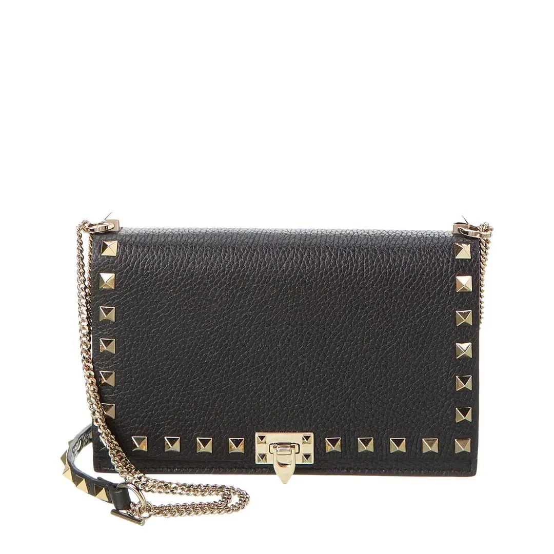 Valentino Rockstud Grainy Leather Crossbody Women`s Black