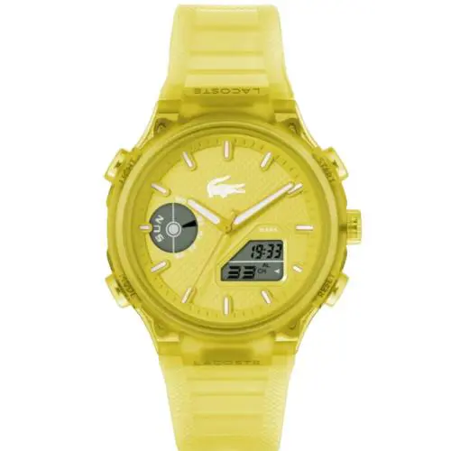 Lacoste LC33 2011430 Analog Digital Yellow Dial Silicone Strap 45MM Mens Watch