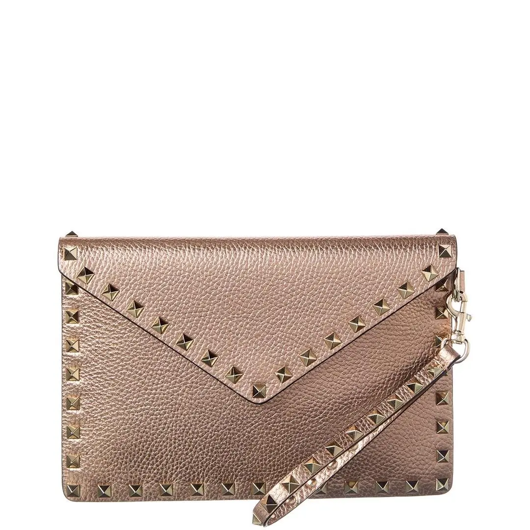 Rockstud Leather Clutch Women`s Pink by Valentino
