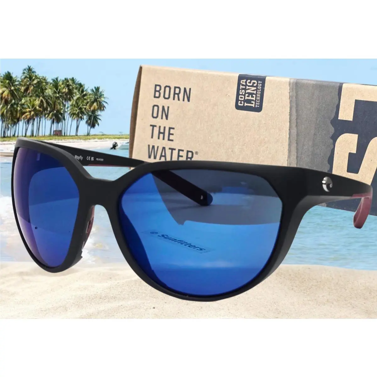 Costa Del Mar Matte Black/blue Mirror Mayfly Polarized 580P Sunglasses
