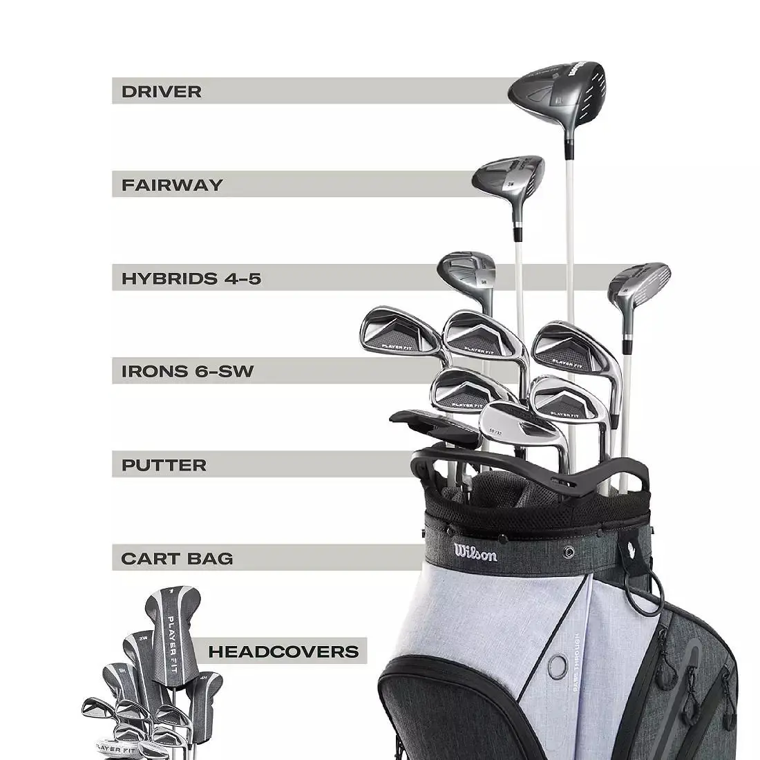 Wilson  - Wilson PlayerFit 17-Piece - PlayerFit - Black, Lie Angle: Silver 0