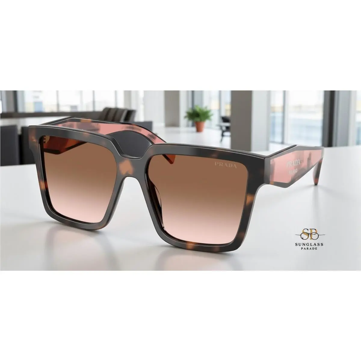 Prada PR 24ZS 23A0A6 Mauve Tortoise Brown Gradient 56 mm Women`s Sunglasses