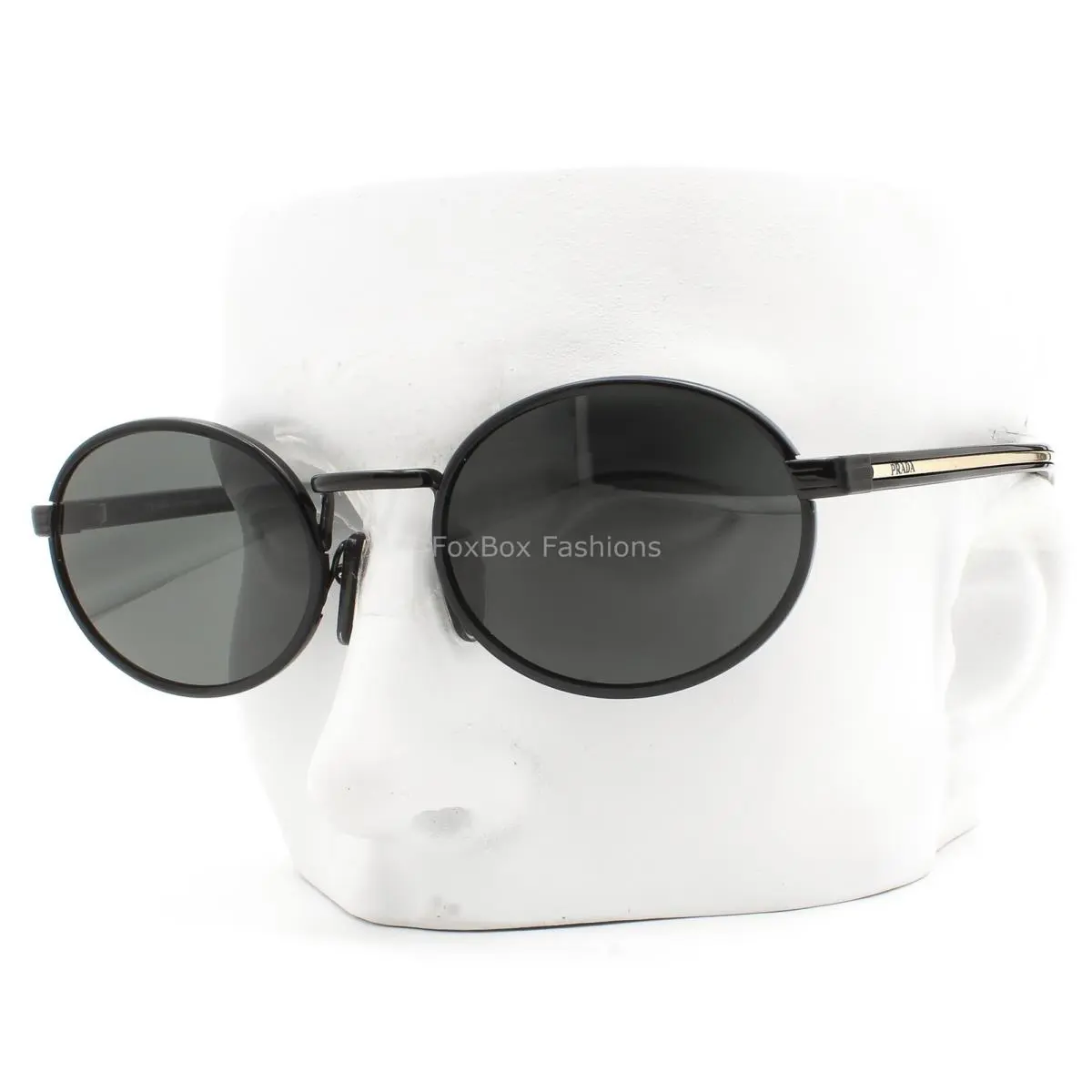 Prada Sunglasses Polished Black Pale Gold Trim Spr B56 AAV-08Z with Case