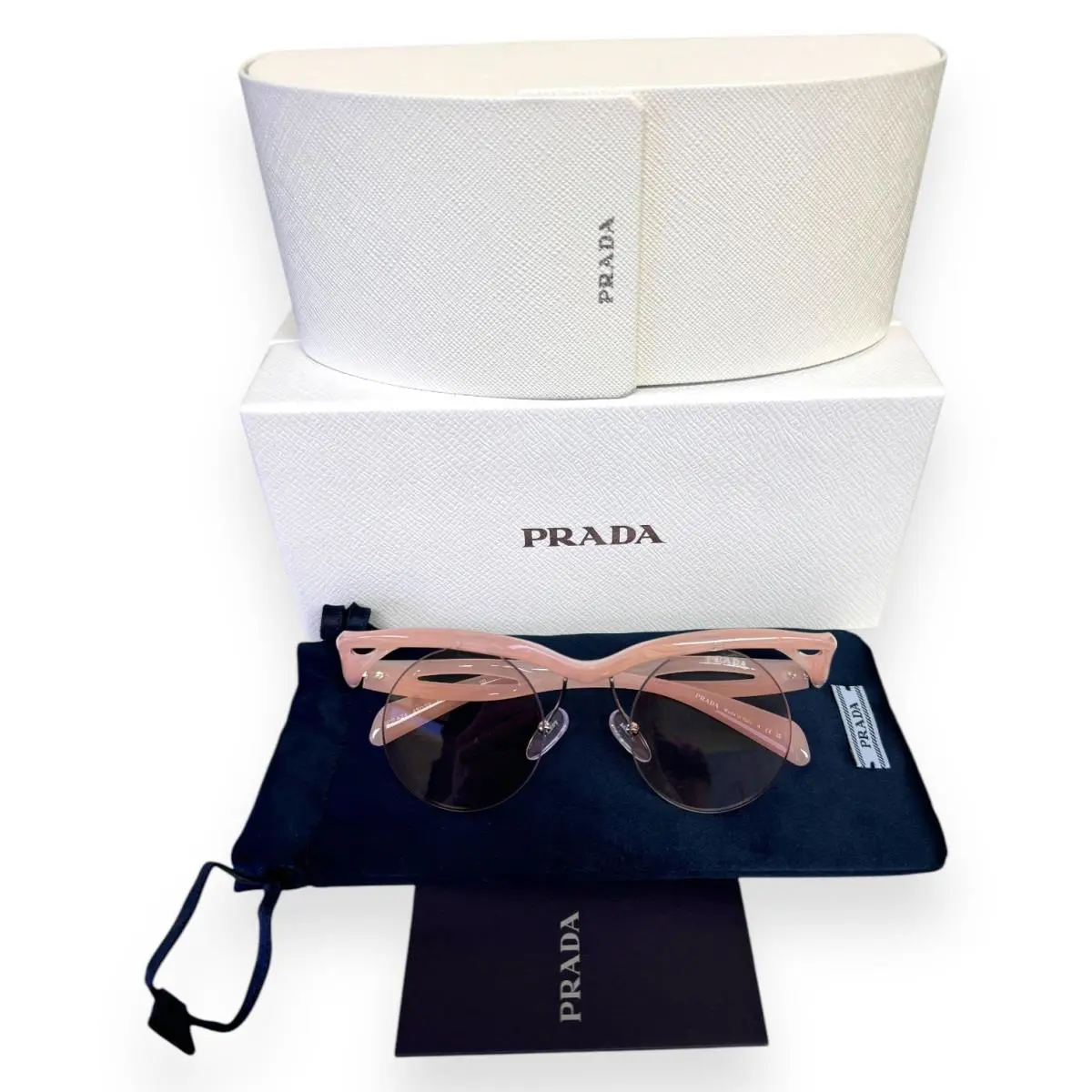 Prada Morph Sunglasses Round Festival Retro Peach Pink Spr A24 12S-0B8 with Case