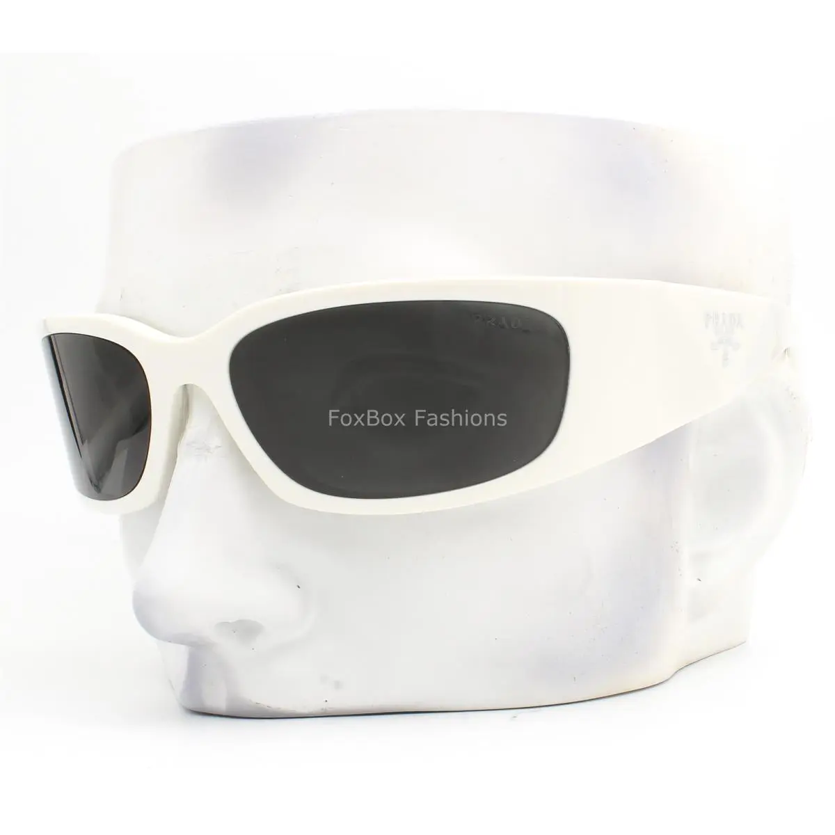 Prada Symbole Sunglasses Spr A19 142-5S0 Talc White Silver Logo with Case