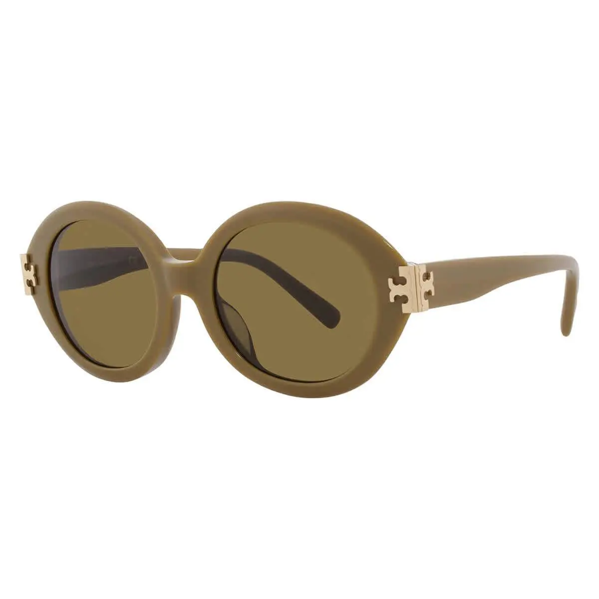Tory Burch Olive Brown Oval Ladies Sunglasses TY7210U 201073 52 TY7210U 201073