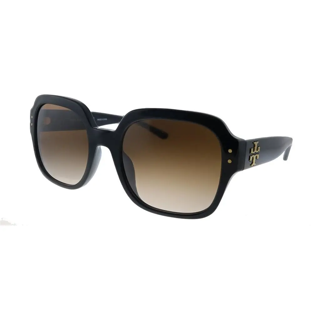 Tory Burch TY 7143U 170913 Black Plastic Sunglasses Brown Gradient Lens