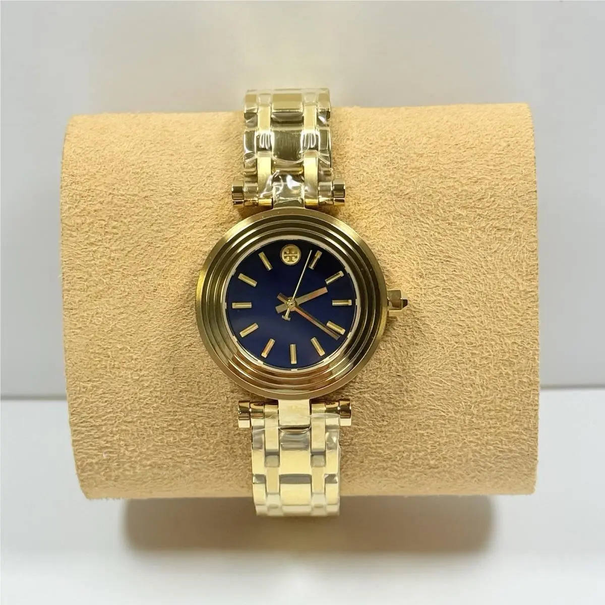 New- Tory Burch TBW9010 Classic T Blue Dial Gold Tone Women’s Watch