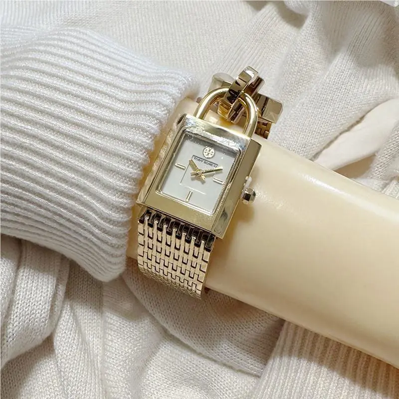 Tory Burch Surrey Gold Tone Stainless Watch Chain Lock Bracelet TBW7100