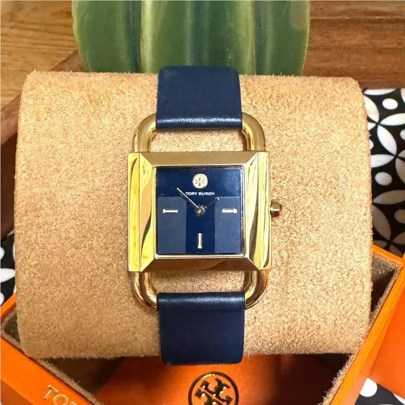 Tory Burch Phipps Navy Blue Leather Strap Watch TBW7204