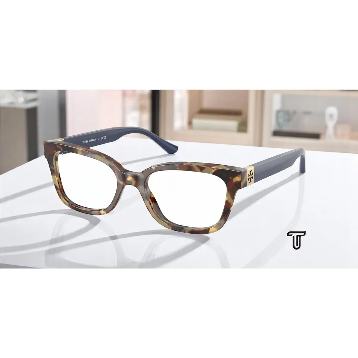 Tory Burch TY2084 1827 Square Porcini Tortoise Demo Lens 52 mm Womens Eyeglasses