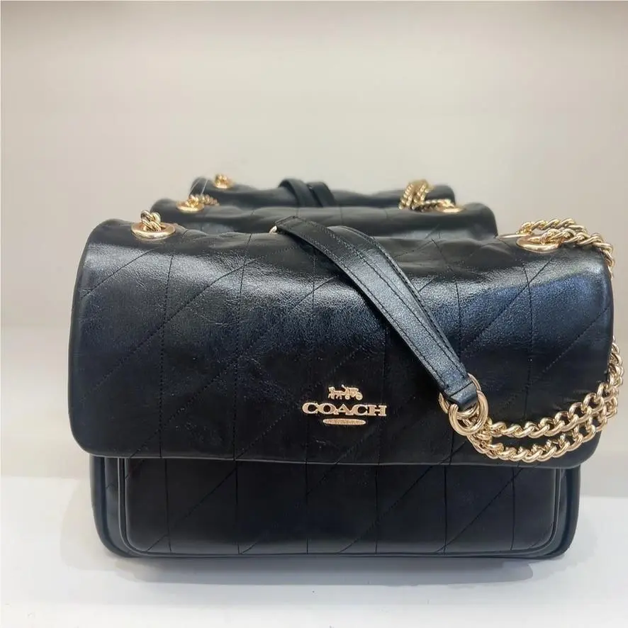 Elodie Crossbody Bag with Quilting CCZ62 Carnation or Pistachio Color Gold/Black by Coach