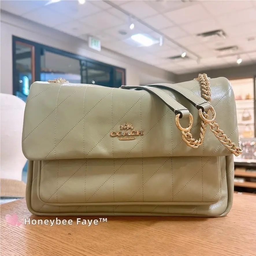 Elodie Crossbody Bag with Quilting CCZ62 Carnation or Pistachio Color Gold/Pistachio by Coach