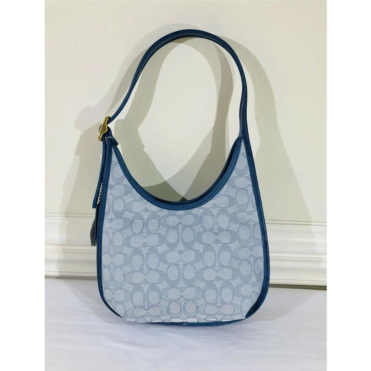 Coach Shoulder Bag In Signature Jacquard Marble Blue Azure