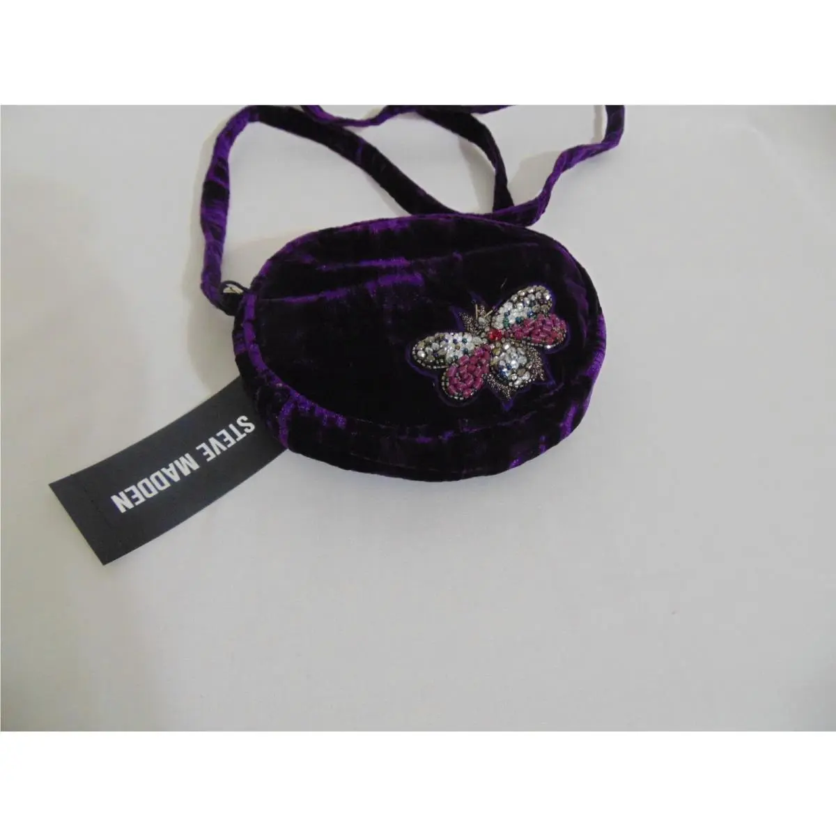 Lotus Mini Canteen Butterfly Purple Velvet Crossbody MP1125 by Steve Madden