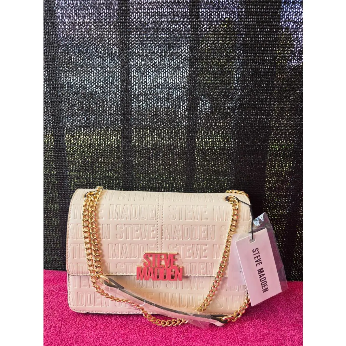 Steve Madden Women`s White Tote Crossbody Adjustable Shoulder Chain Strap
