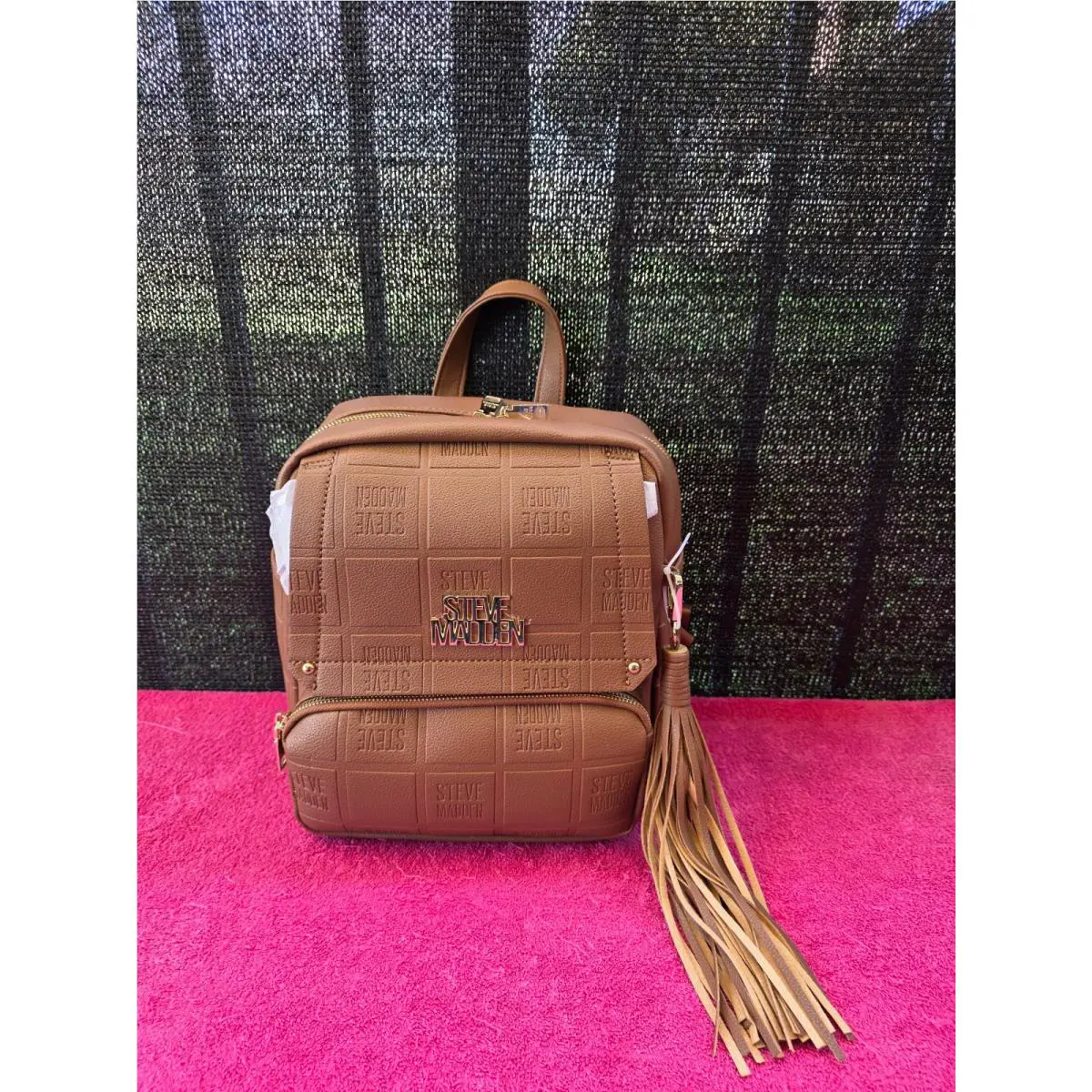 Steve Madden Women`s Brown Medium Backpack with Long Tassel Charm