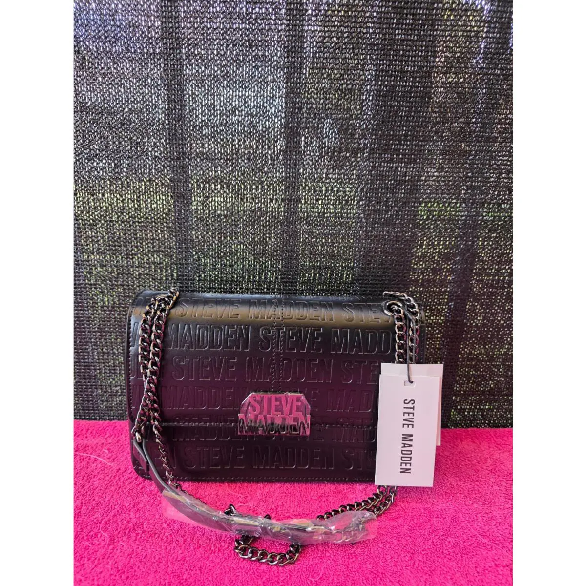 Steve Madden Women`s Black Tote Crossbody Adjustable Shoulder Chain Strap