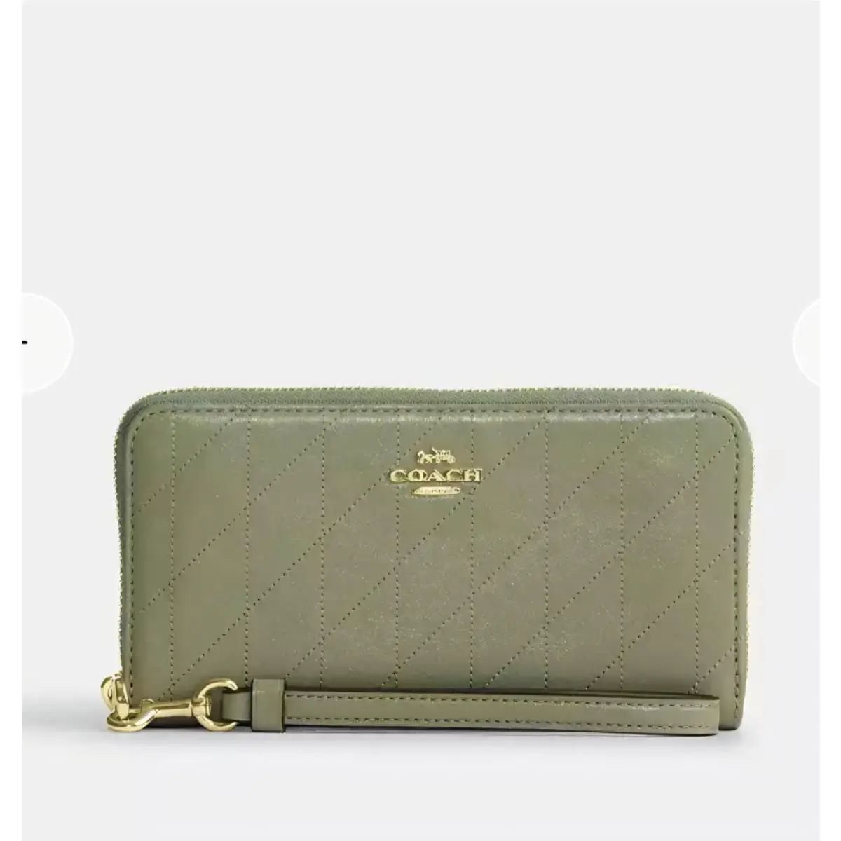 Long Zip Around Wallet Quilted Leather Pistachio Green Wristlet CEL63 by Coach
