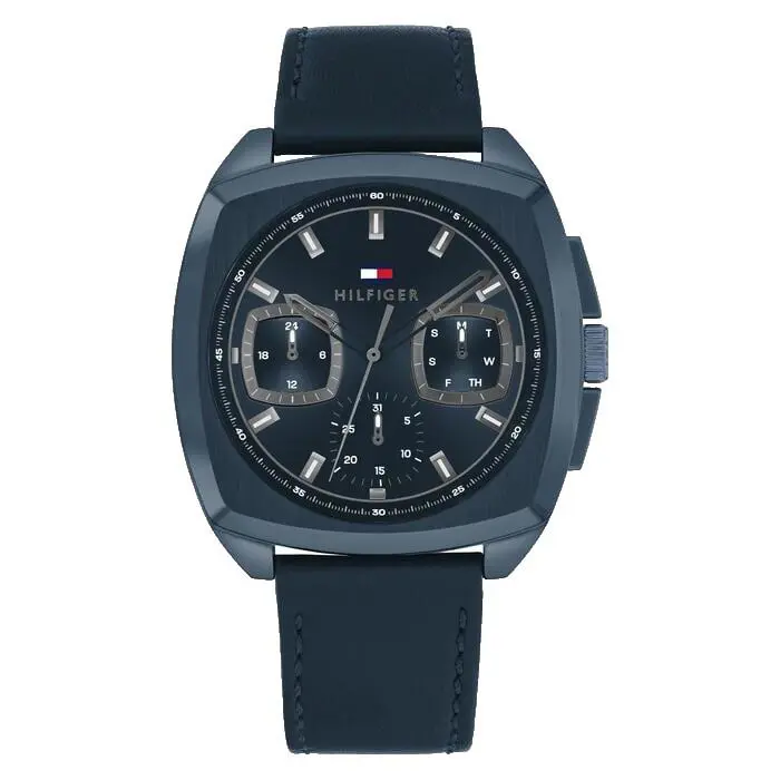 Tommy Hilfiger Apollo Chronograph 1710558 Blue Dial Leather Strap Mens Watch