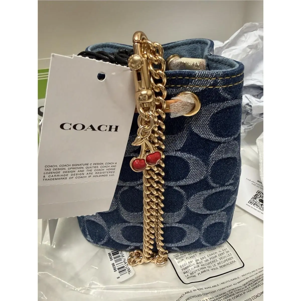 Coach Drawstring Wrislet Signature Denim CZ031