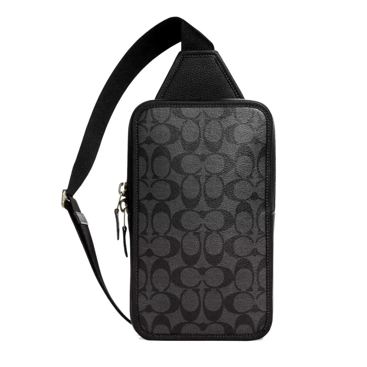 Coach Sullivan Men`s Back-pack Bag Sig Canvas Leather Charcoal Black