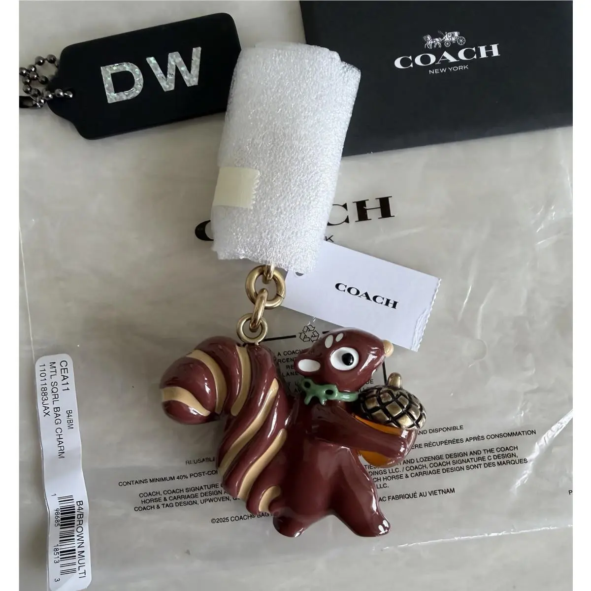 Coach Metal Nutty Squirrel Metal Bag Charm Fob Brown/multi Brass CEA11