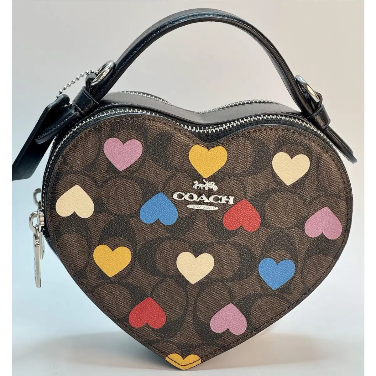 Coach Heart Crossbody In Signature Canvas Leather with Heart Print w/ Tag