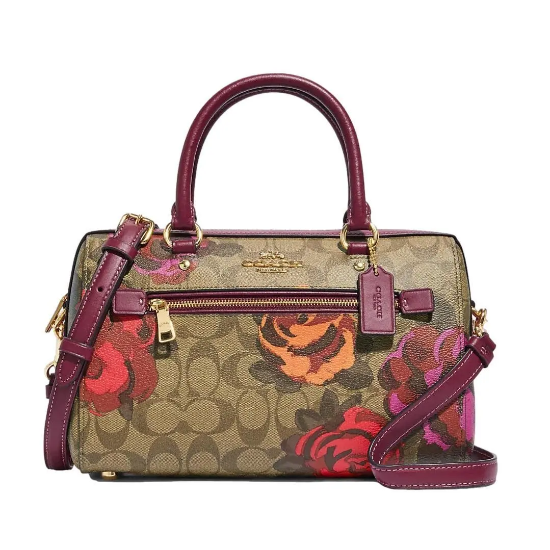 Coach Signature Rowan Rose Floral Satchel Crossbody Bag Handbag CF325