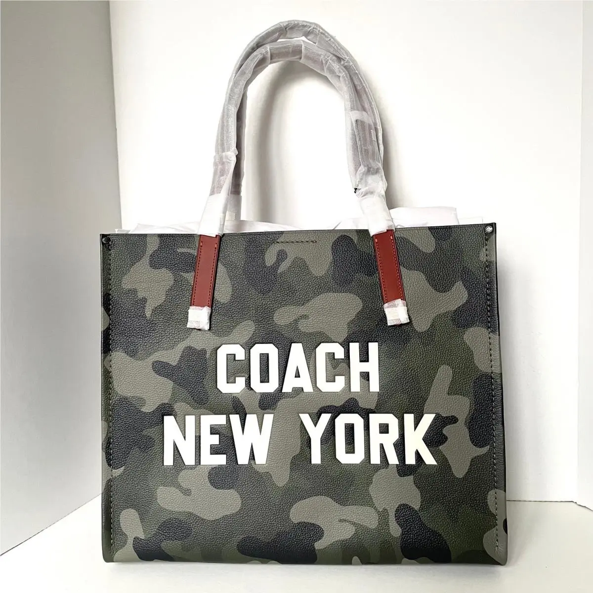 Coach Relay Tote CY808 Camo Print Pebbled Leather Large Carryall Bag