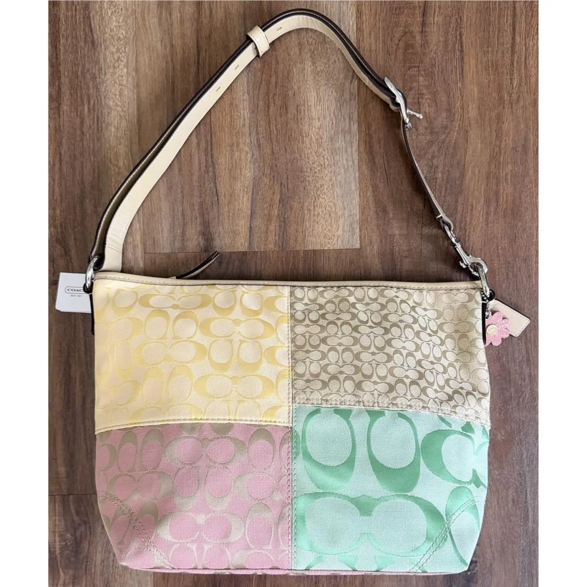 Coach F14900 Vintage Y2K Pastel Signature Patchwork Slider Shoulder Bag