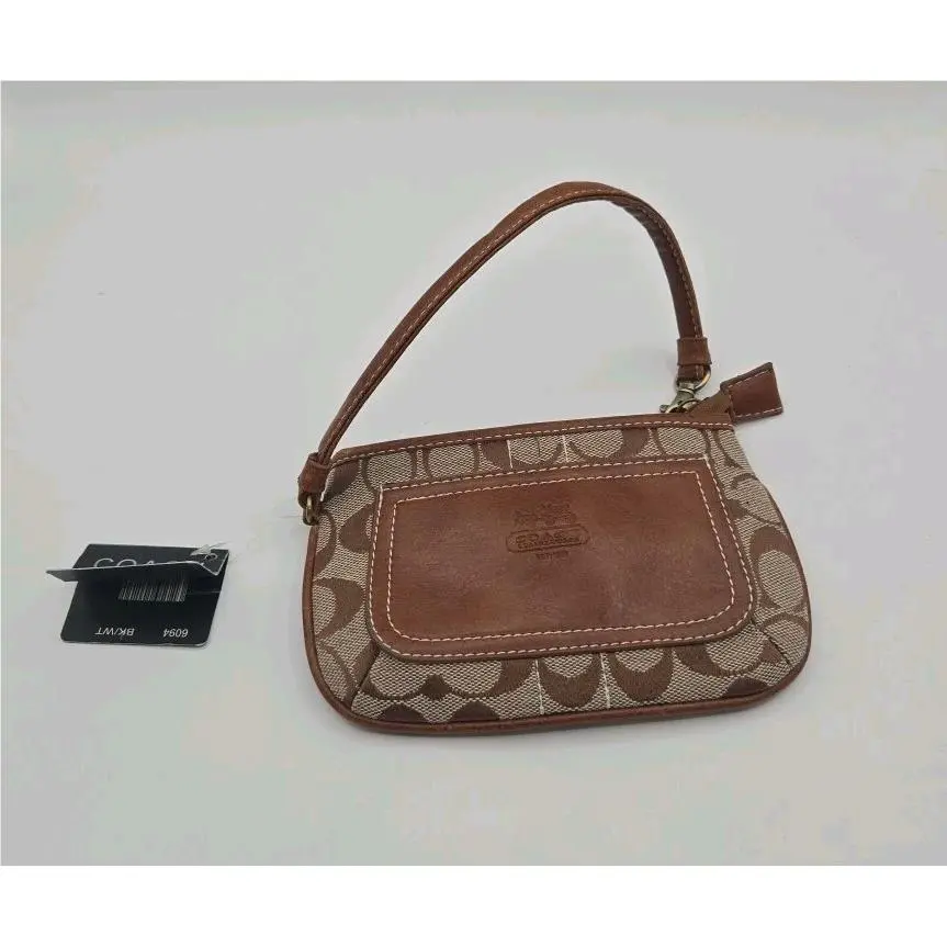 Coach Signature Demi Pouch Tan Monogram Canvas Bag 6064 1262 Apricot 40458 Usa