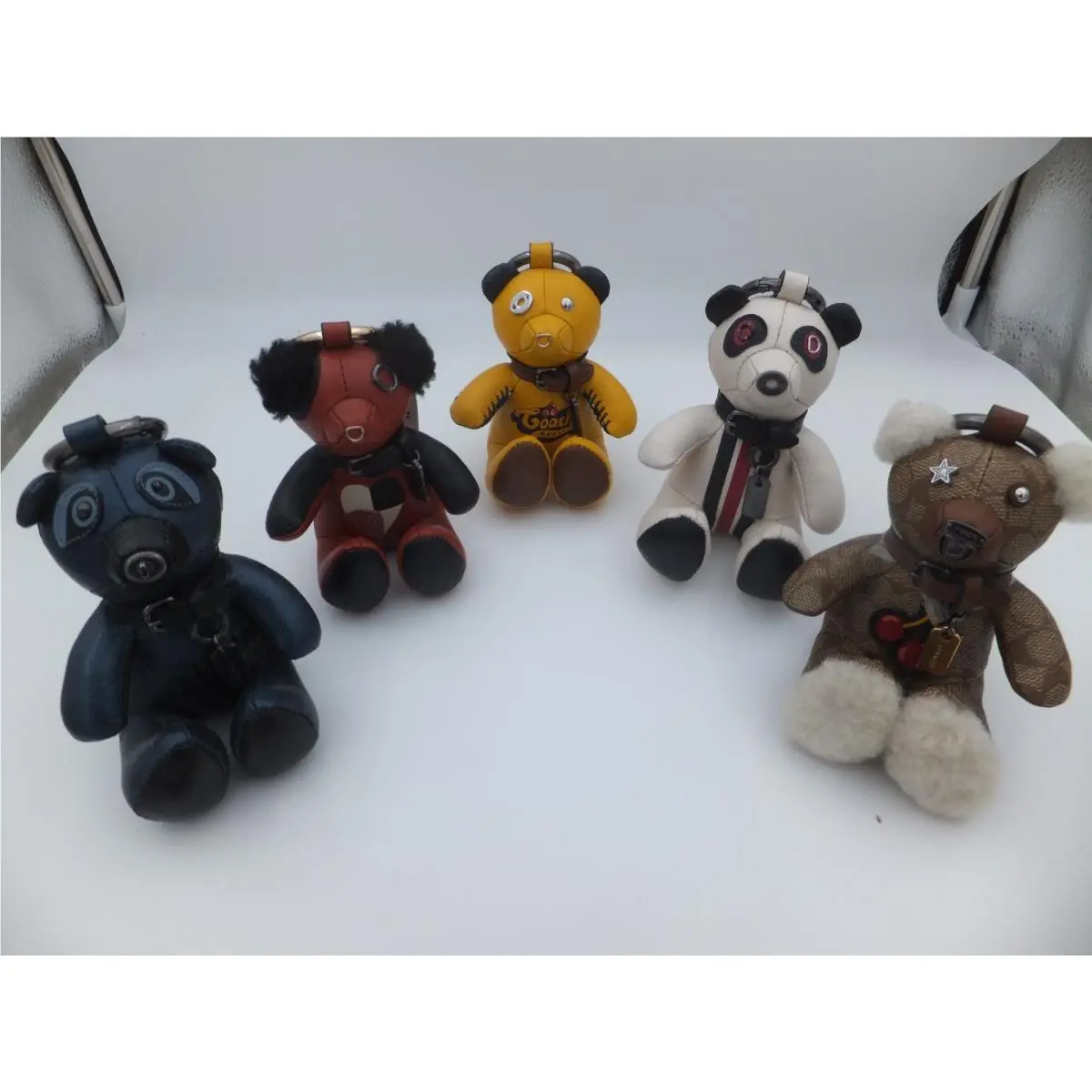 Coach Bear Leather Bag Purse Charm Fob Key Ring Lot 5 Collectible Accessory